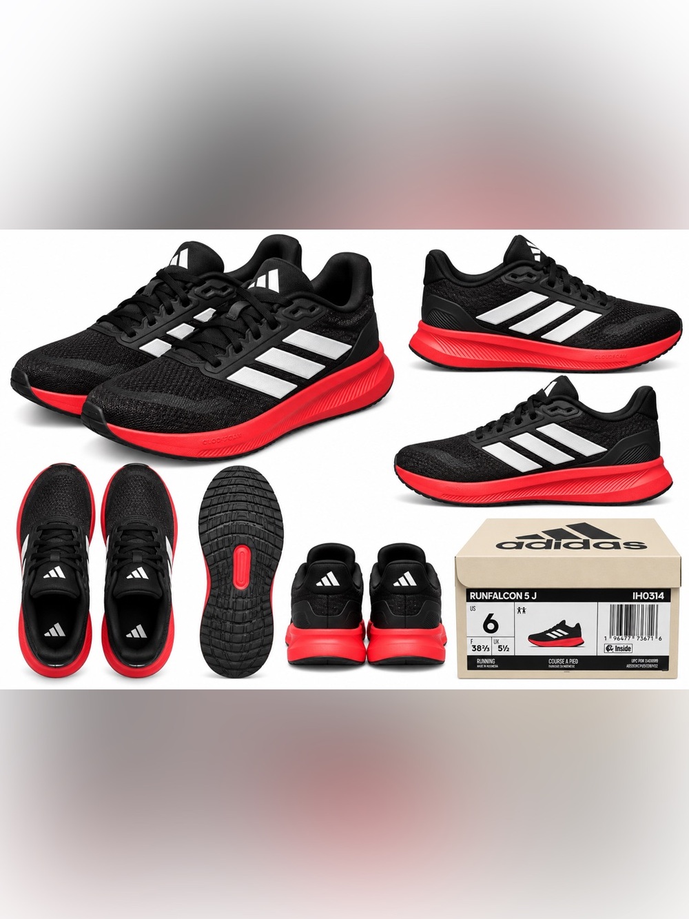 Boy’s Adidas Run Falcon 5J Shoes - Size: 6 - Brand New